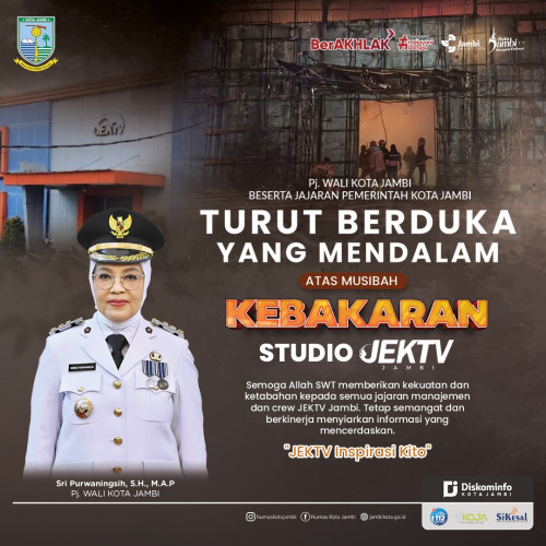 cover Pj Wali Kota Jambi Sampaikan Duka Mendalam Atas Peristiwa Terbakarnya Studio JEKTV